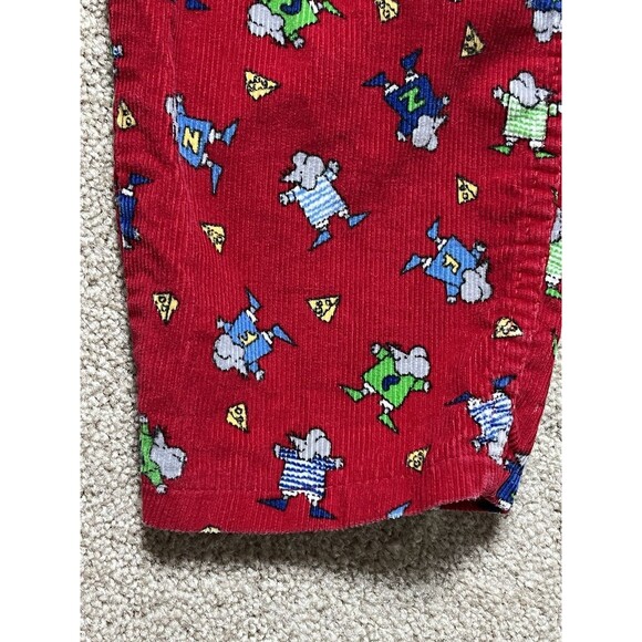 VTG 90s Cute Cumber Toddler 4T Red Corduroy Overalls Mice Cheese Print‎ Playwear - Picture 11 of 16
